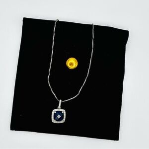 Lab grown blue and white sapphire necklace